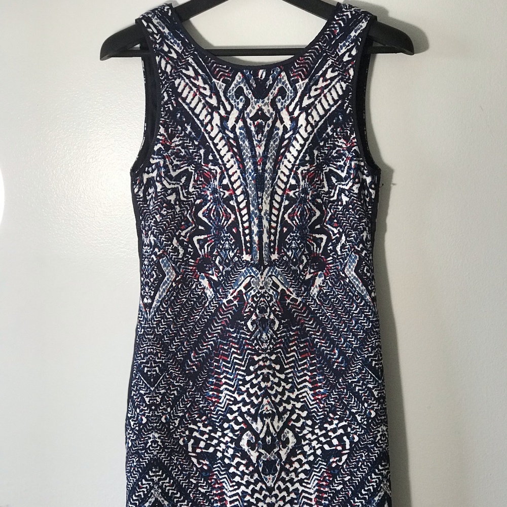 Patterned Round Neck Straight Summer Chic Dress S